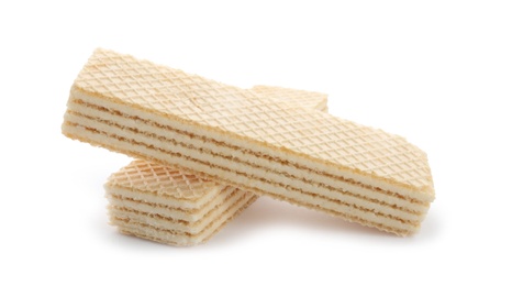 Delicious vanilla wafer sticks isolated on white