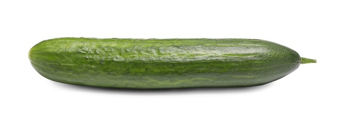 Photo of One long fresh cucumber isolated on white