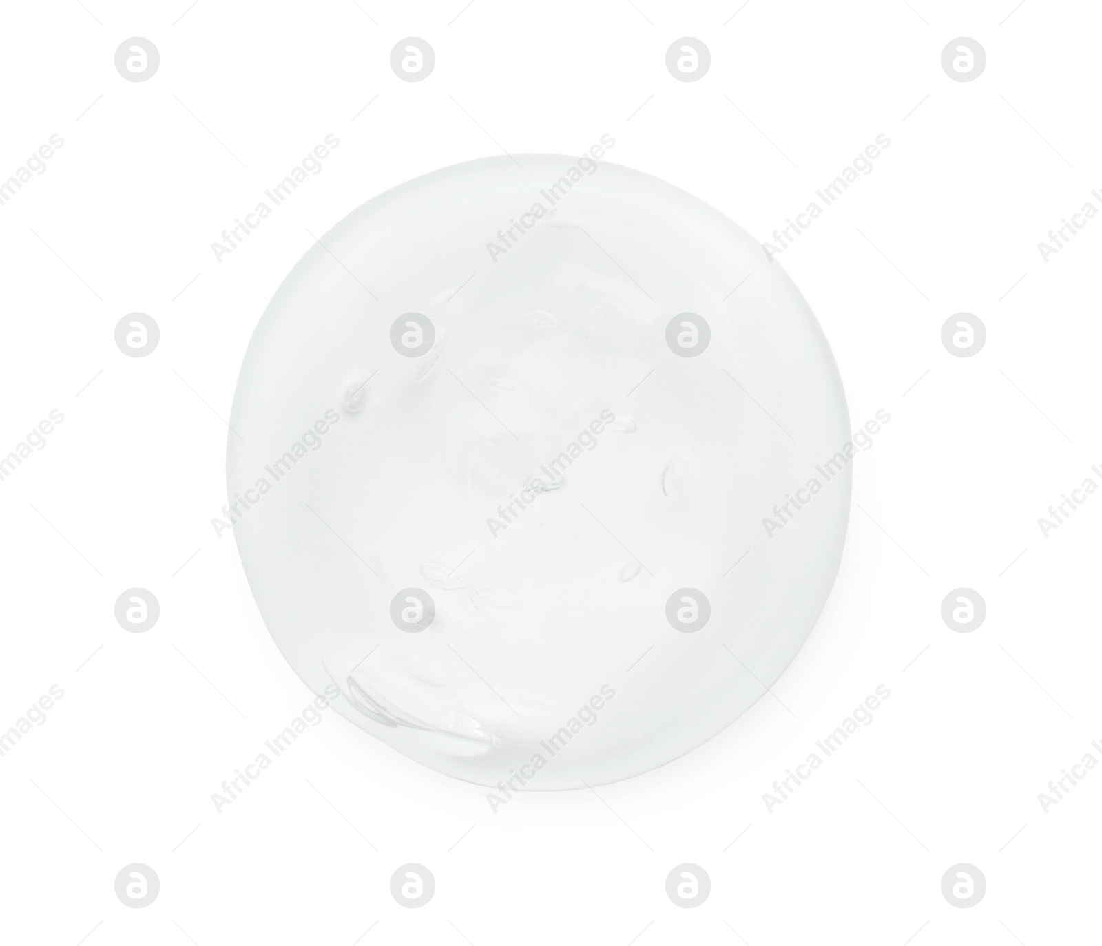 Photo of Drop of clear cosmetic gel isolated on white, top view