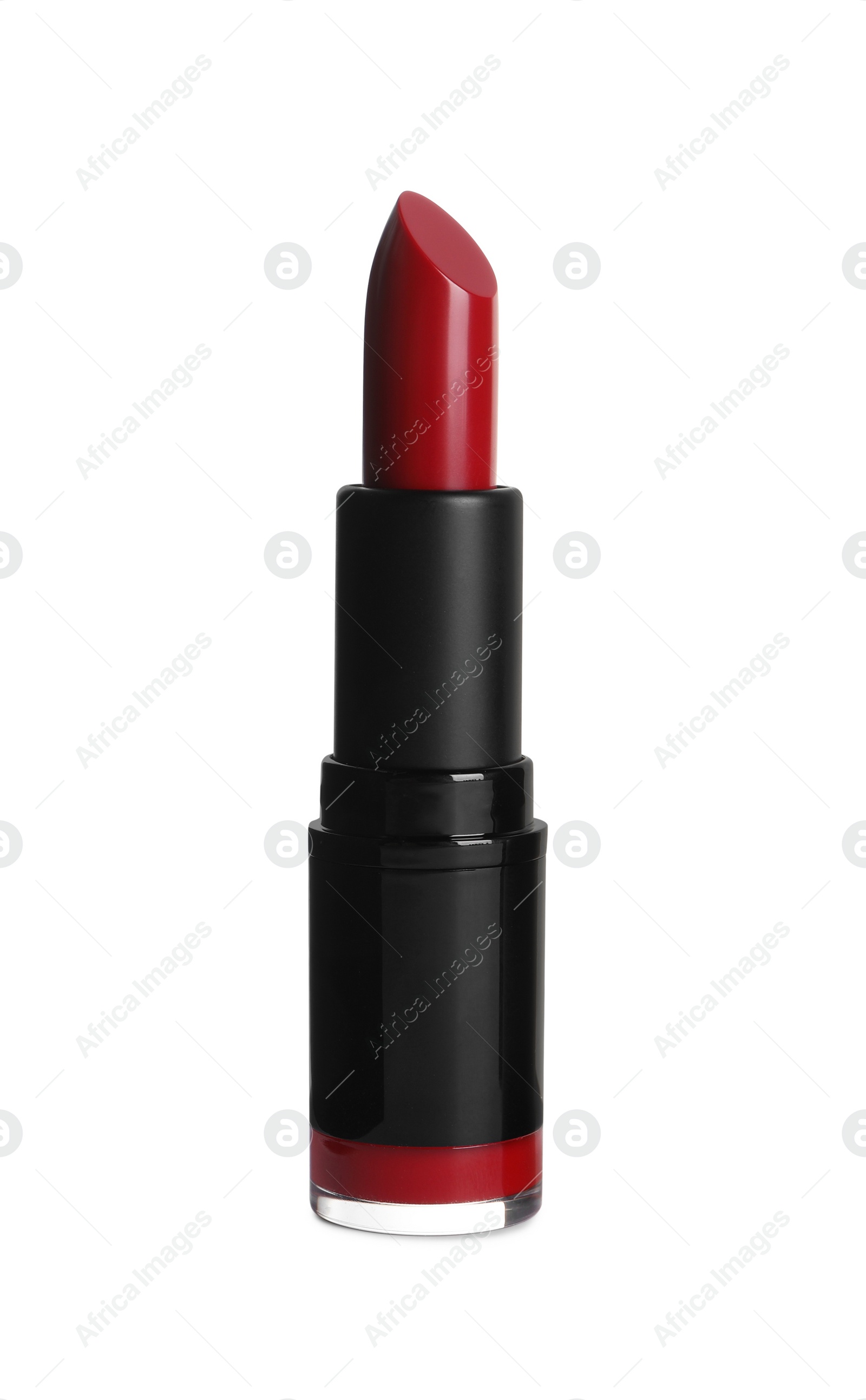 Photo of Bright lipstick on white background. Professional makeup product