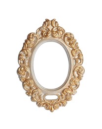 Photo of Beautiful golden vintage frame isolated on white