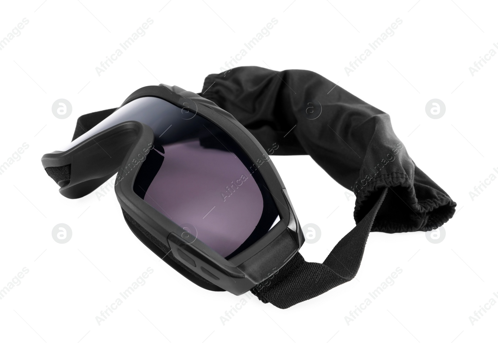 Photo of Tactical glasses isolated on white. Military training equipment