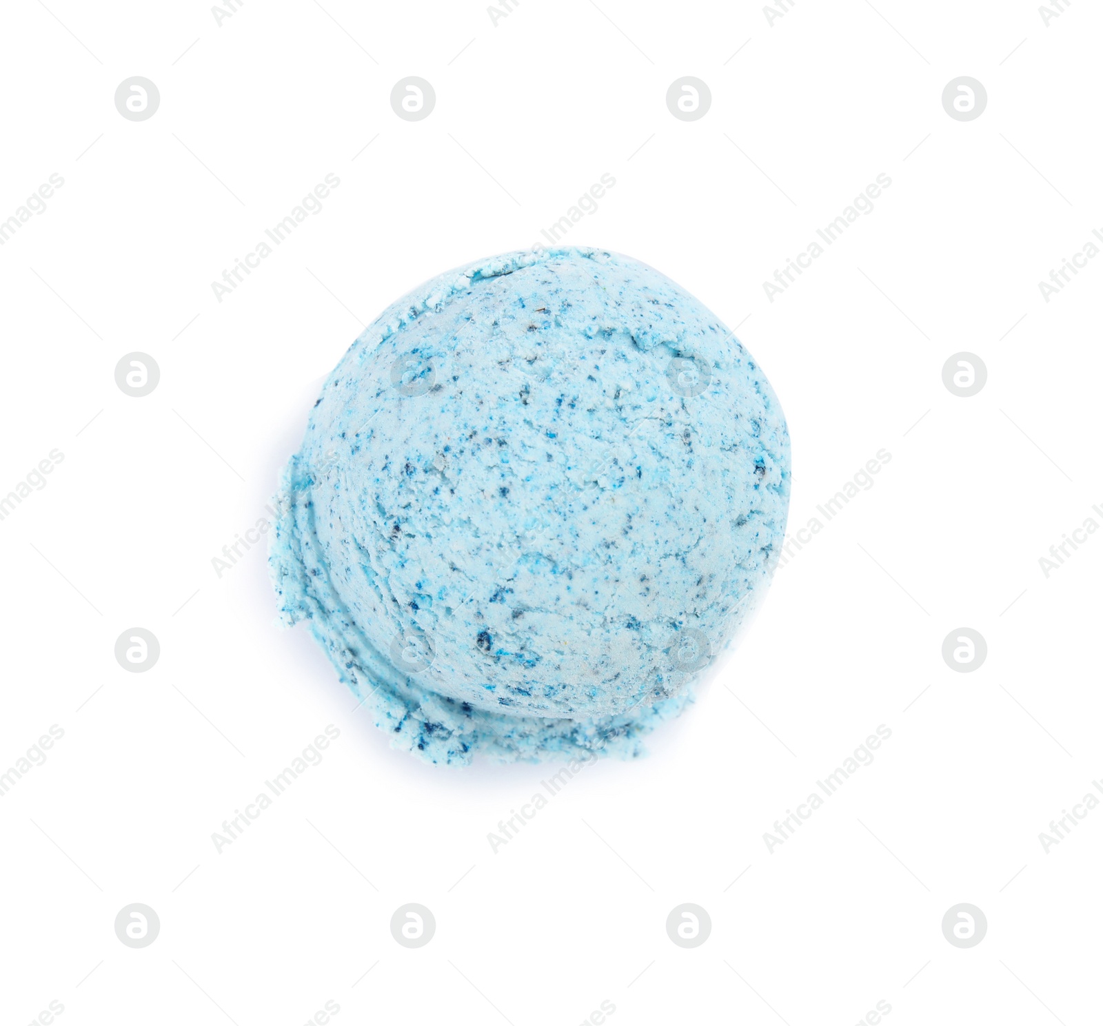 Photo of Scoop of delicious ice cream on white background, top view