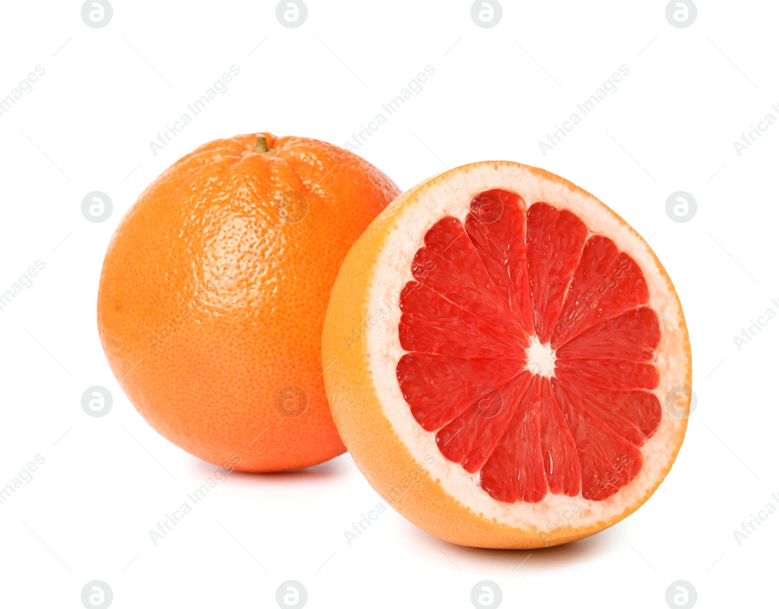 Photo of Ripe grapefruit on white background. Fresh fruit