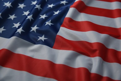 Photo of Flag of USA as background, top view