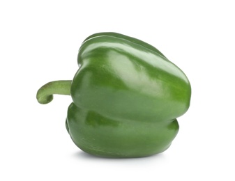 Ripe green bell pepper on white background