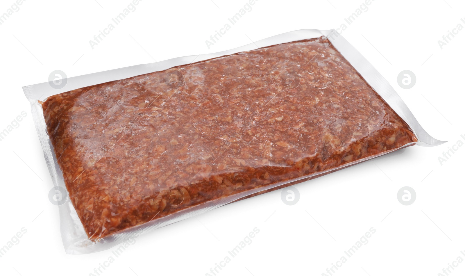 Photo of Fresh raw mince isolated on white. Vegan meat product