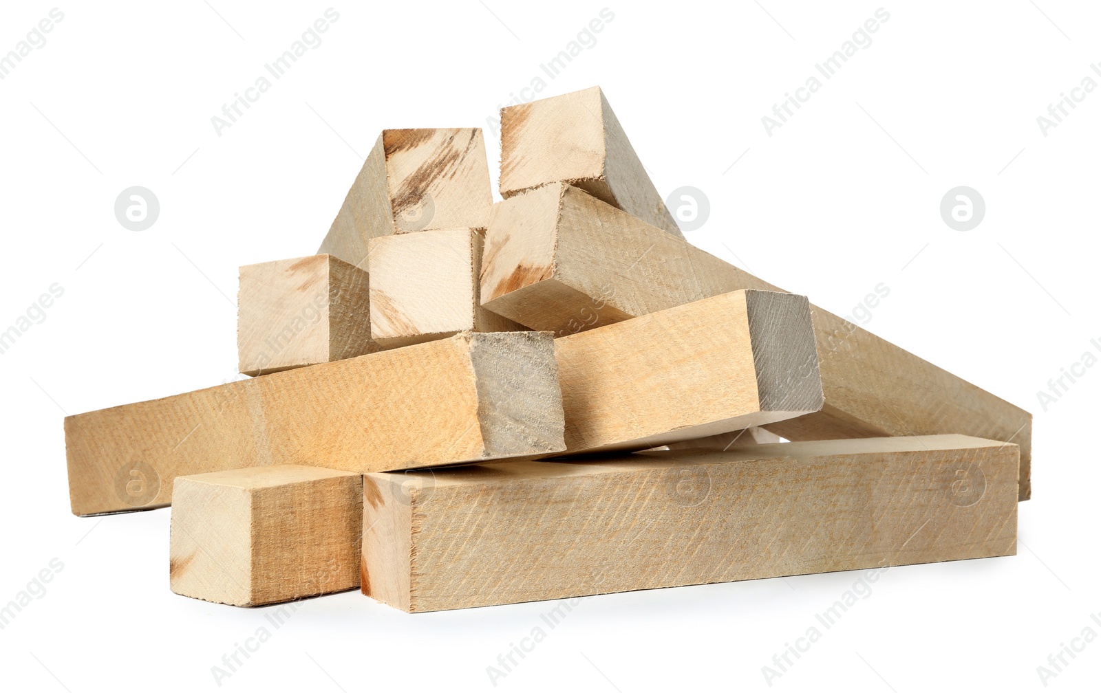 Photo of Pile of cut firewood isolated on white