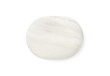 Photo of One marble stone isolated on white, top view