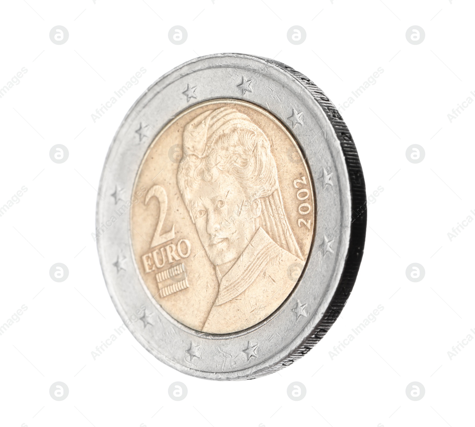 Photo of Shiny two euro coin isolated on white