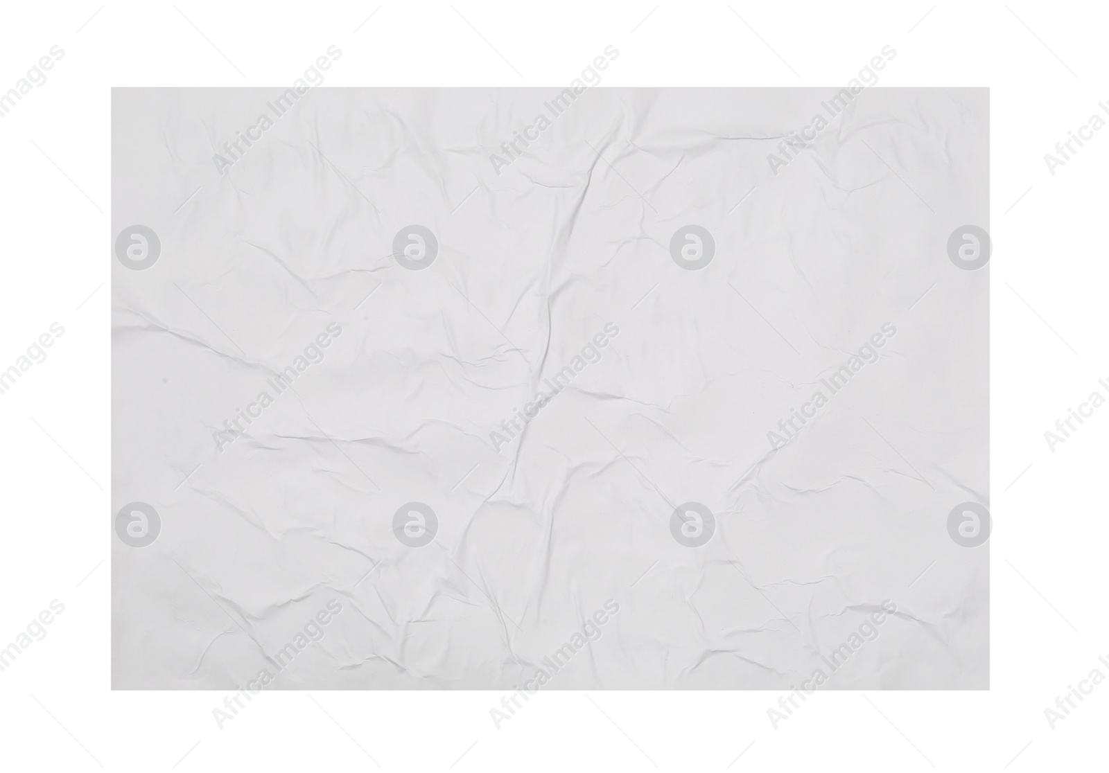 Photo of Top view of creased blank poster on white background