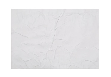 Photo of Top view of creased blank poster on white background