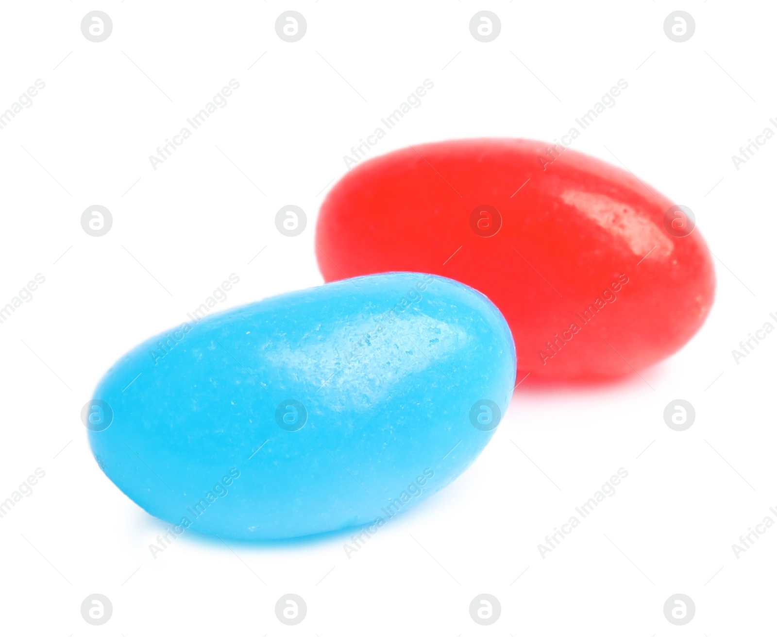 Photo of Delicious colorful jelly beans isolated on white