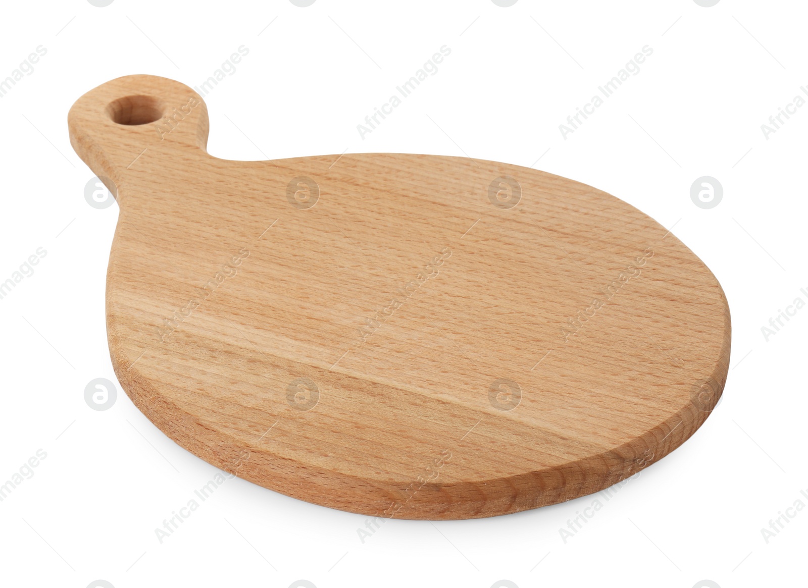 Photo of One wooden cutting board isolated on white