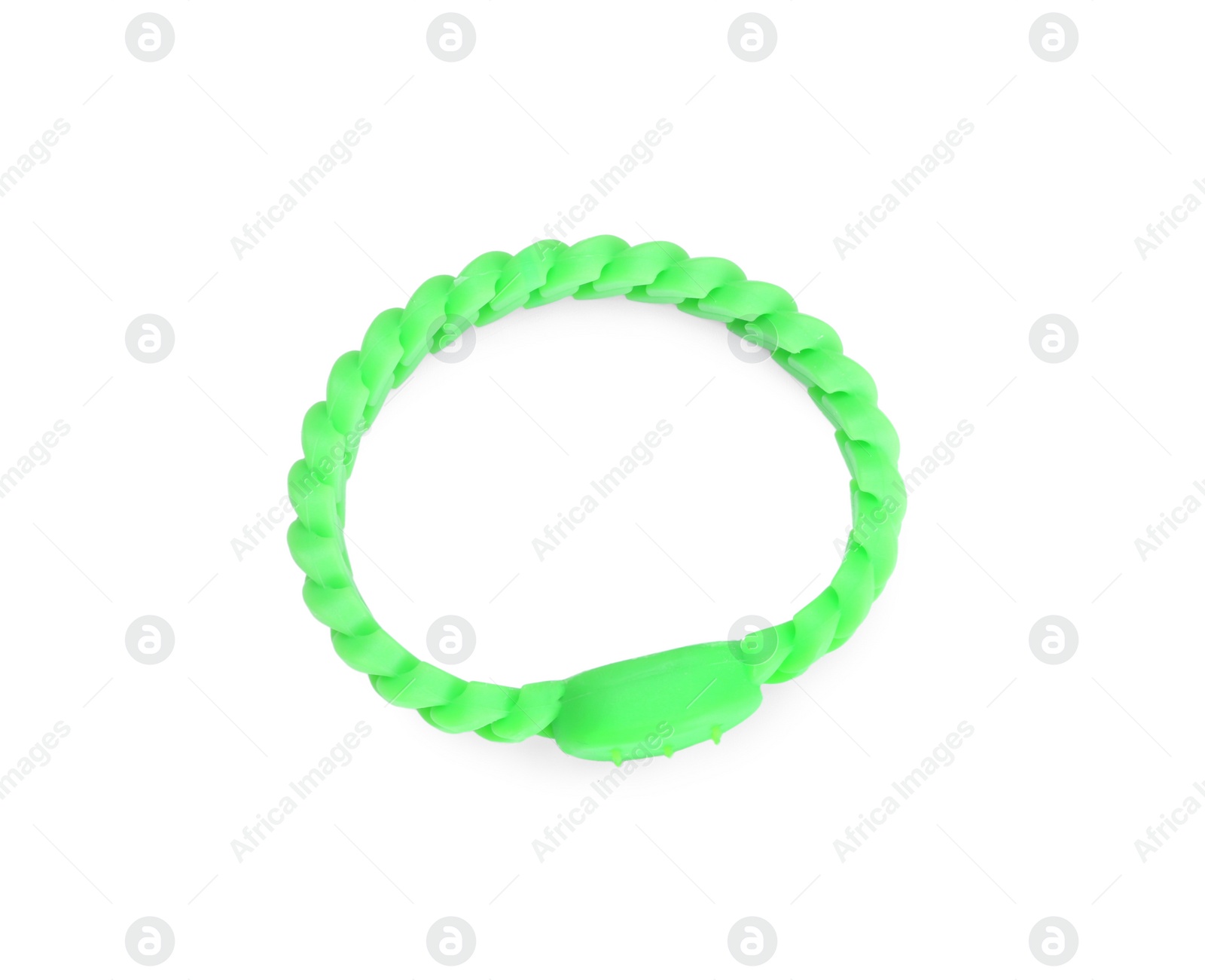 Photo of Insect repellent wrist band isolated on white, top view