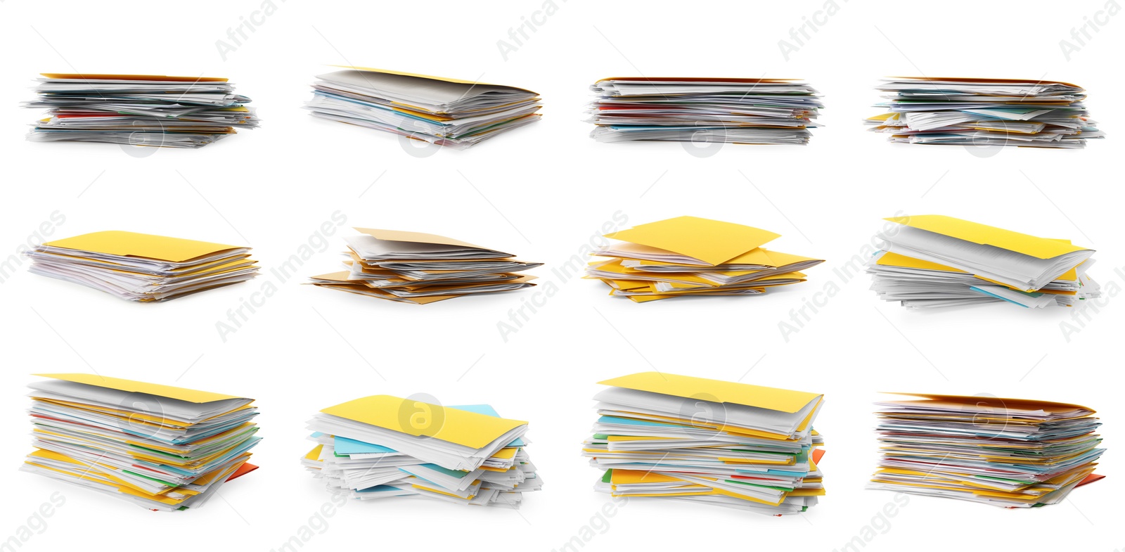 Image of Set of different files with documents on white background. Banner design