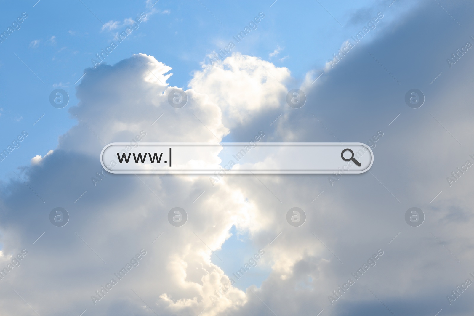 Image of Search bar and cloudy sky on background