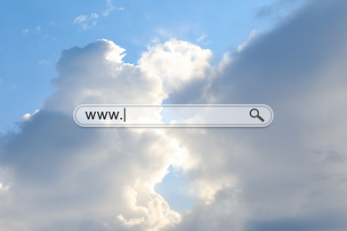 Search bar and cloudy sky on background