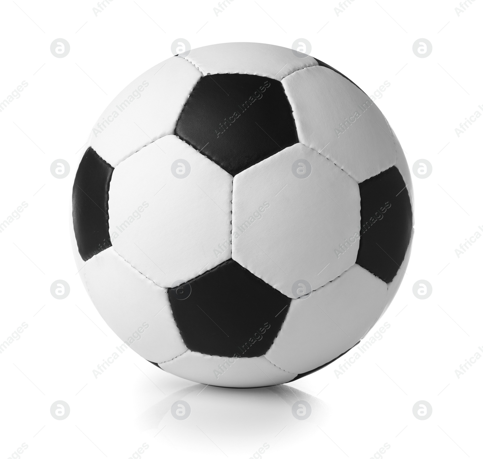 Photo of New soccer ball on white background. Football equipment