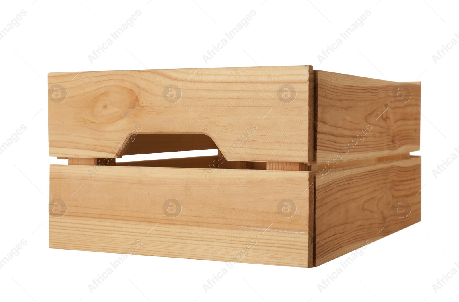 Photo of Wooden crate on white background. Shipping container