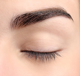 Beautiful woman with perfect eyebrow, closeup