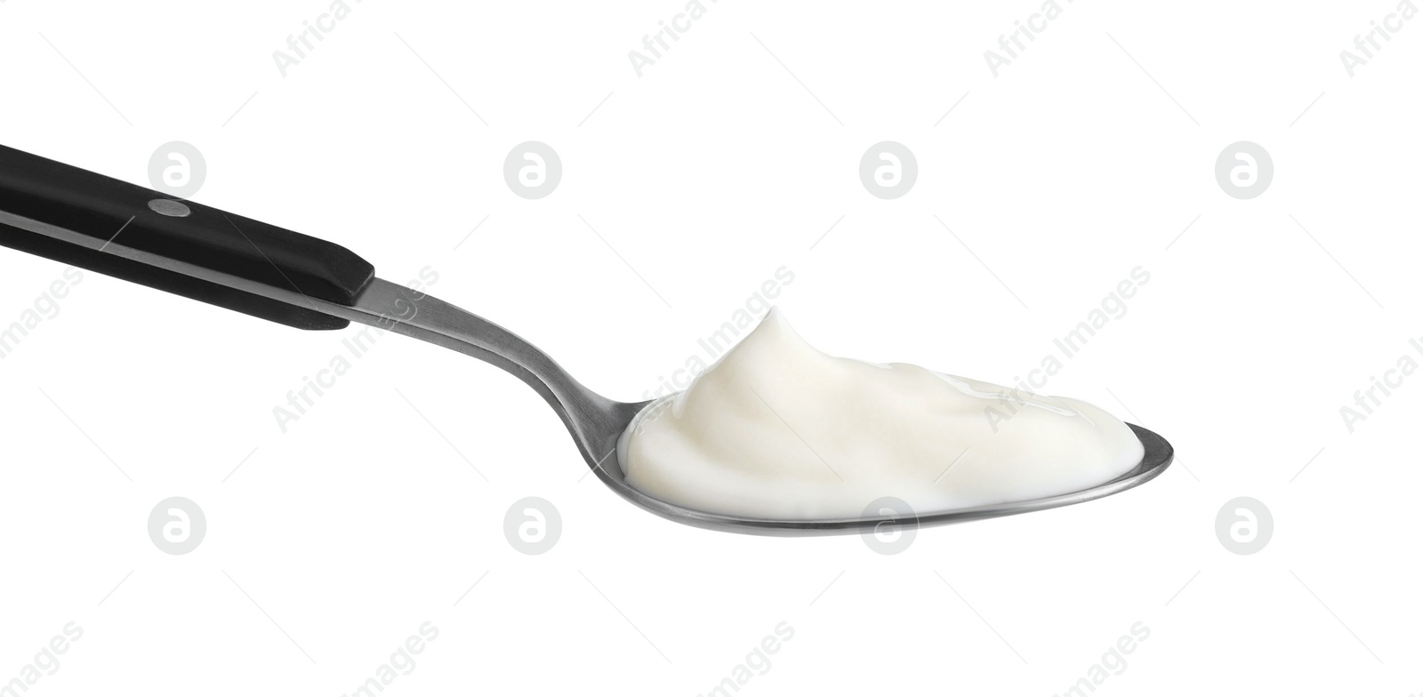 Photo of One spoon with mayonnaise isolated on white