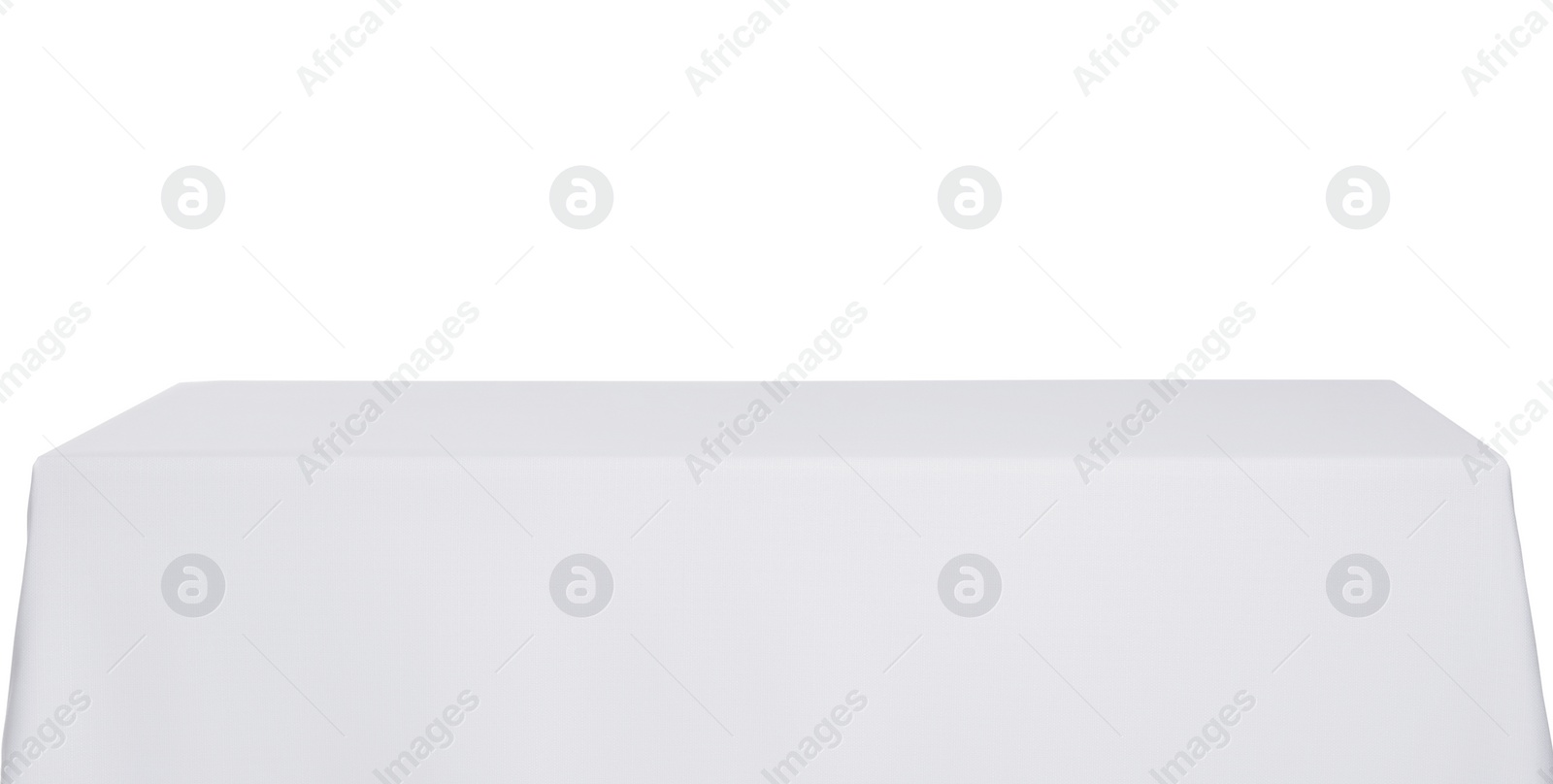 Photo of Table with white tablecloth isolated on white