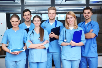 Young medical students in university lecture room