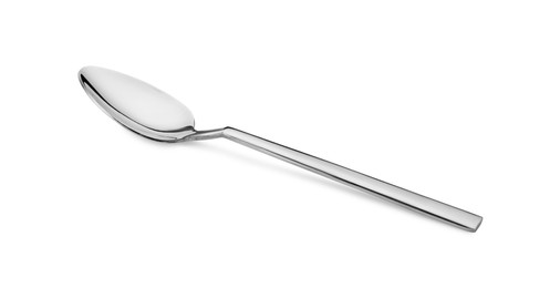 Photo of One new clean spoon isolated on white