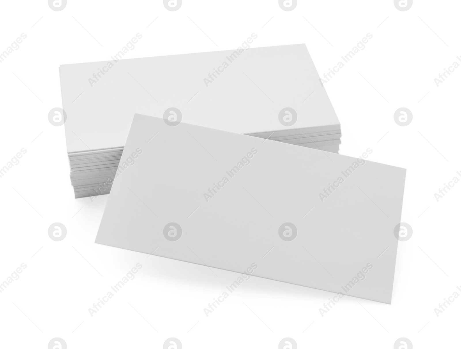 Photo of Blank business cards isolated on white. Mockup for design