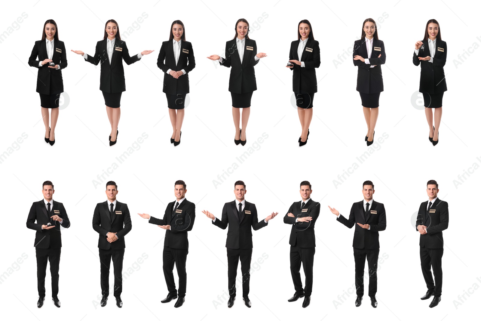 Image of Collage with photos of receptionists on white background