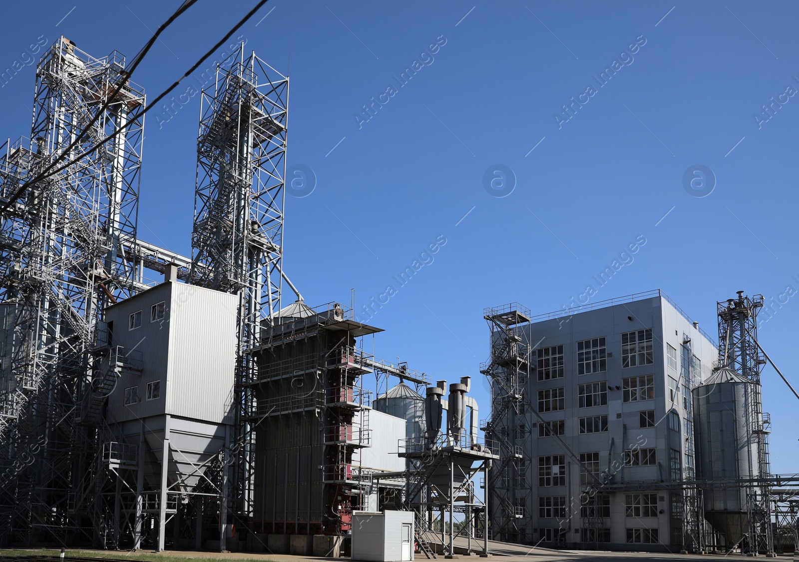 Photo of View of modern granaries for storing cereal grains outdoors