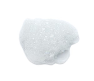 Photo of Drop of bath foam isolated on white, top view