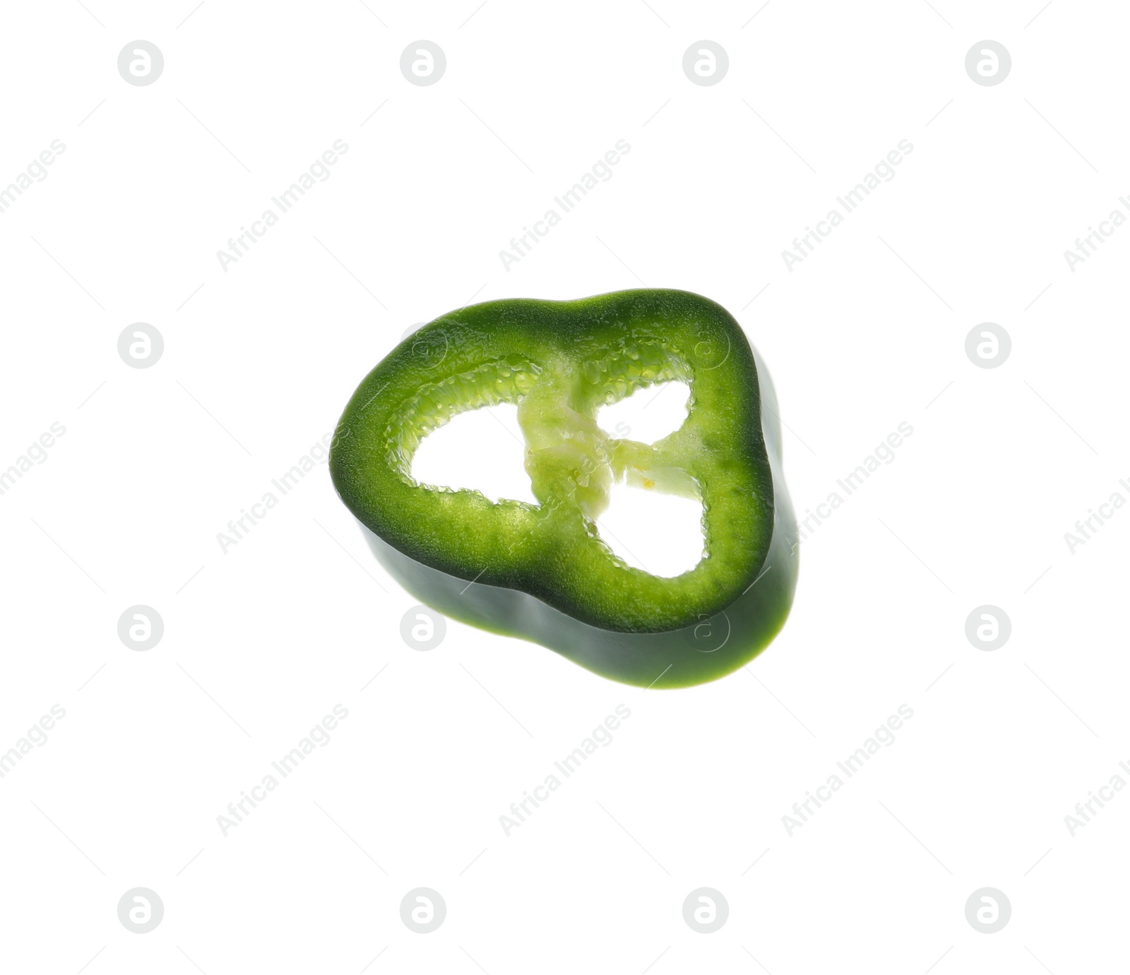 Photo of Piece of green hot chili pepper isolated on white