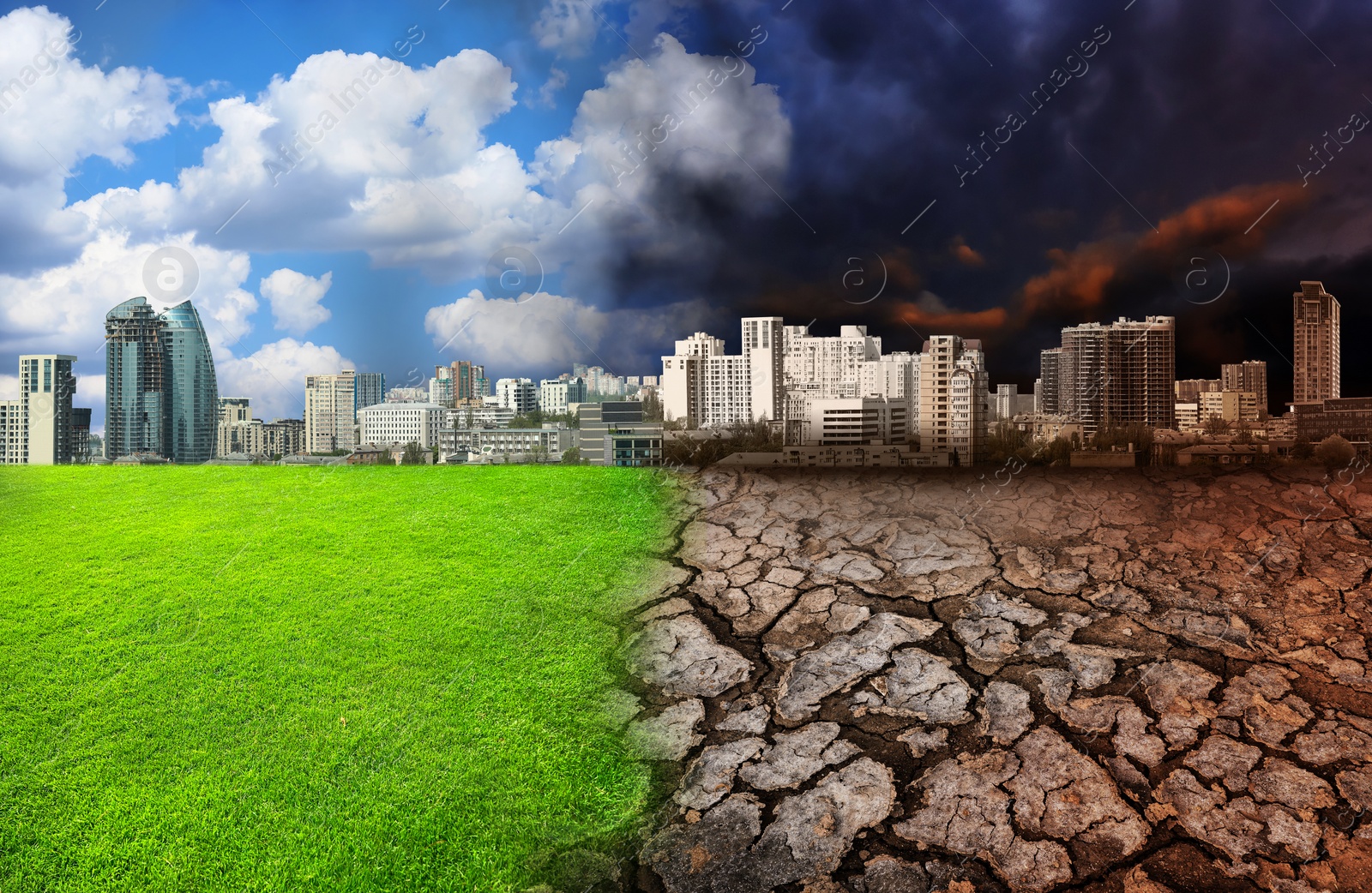 Image of Conceptual photo depicting Earth destroyed by environmental pollution