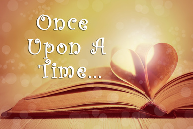 Image of Open book of fairy tales and text Once upon a time 