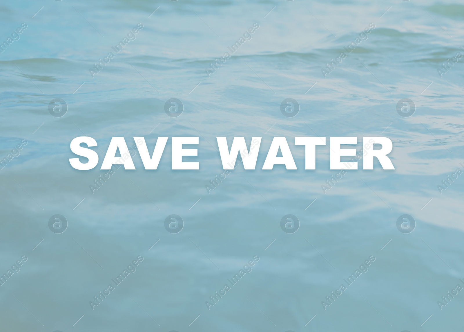 Image of Save Water concept. VIew of sea with waves as background