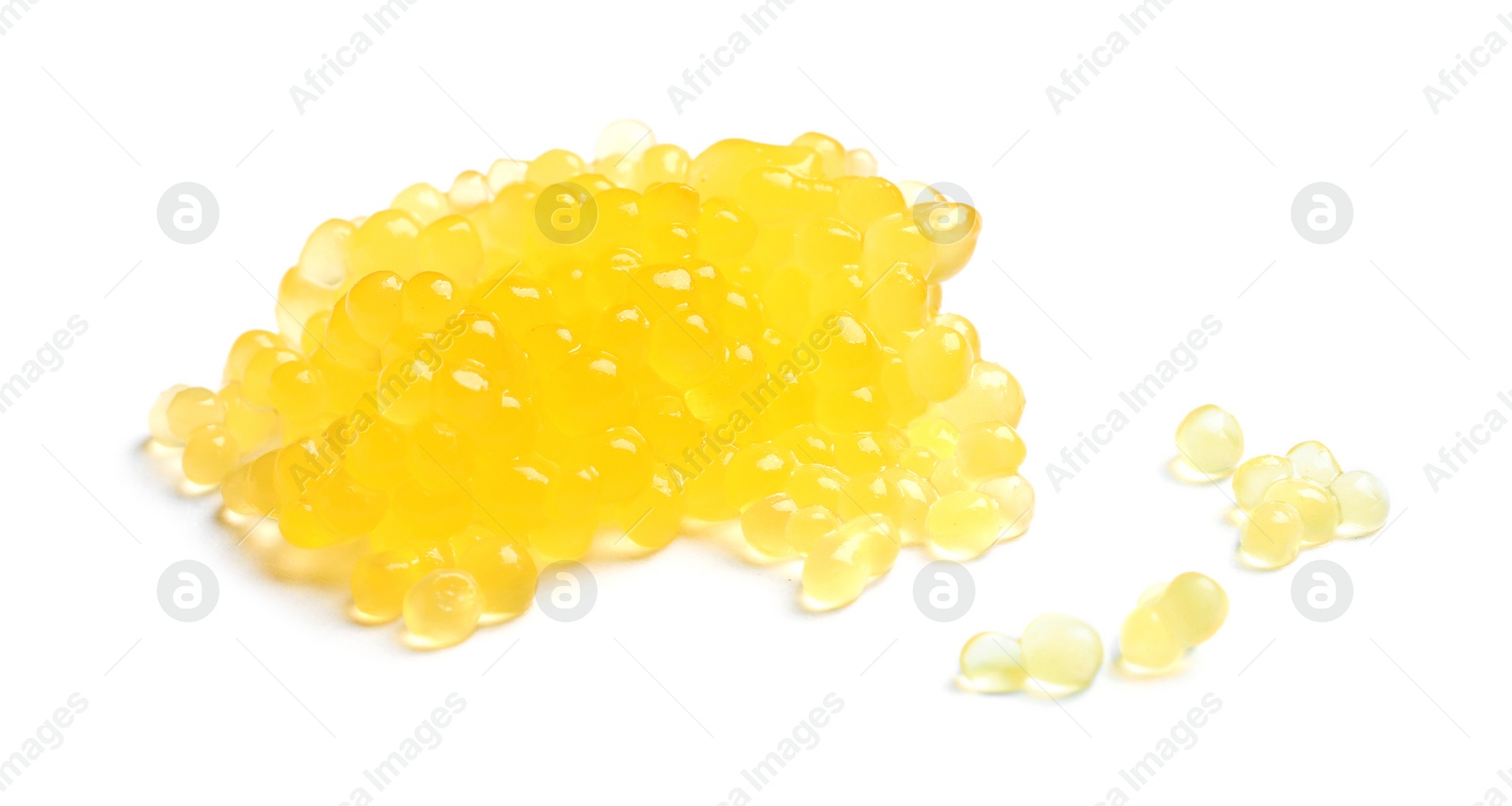 Photo of Pile of fresh pike caviar isolated on white