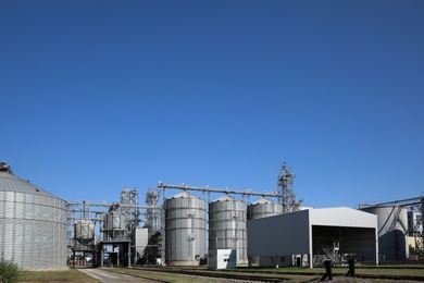 Photo of View of modern granaries for storing cereal grains outdoors