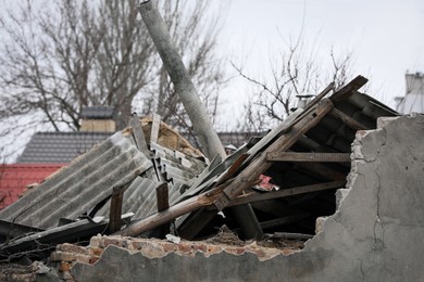 Photo of View of ruined house after strong earthquake