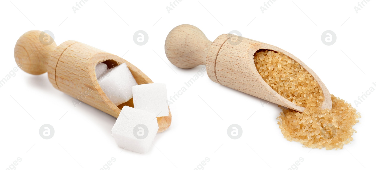 Image of Different types of sugar isolated on white