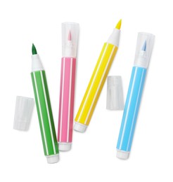 Bright markers isolated on white, top view