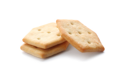 Crispy crackers isolated on white. Delicious snack