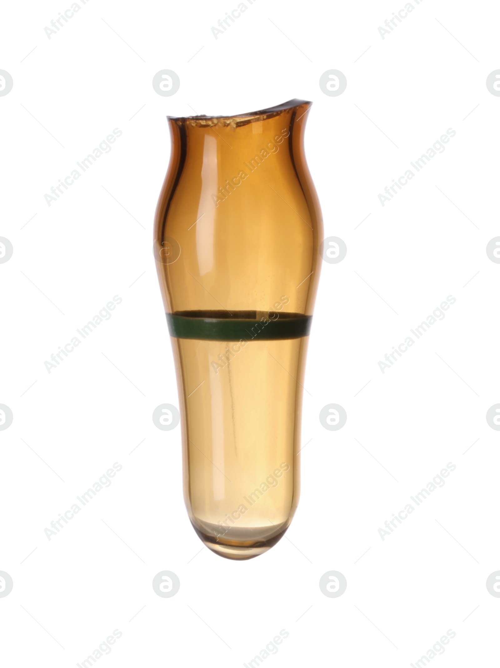 Photo of Conical tip of open glass ampoule isolated on white