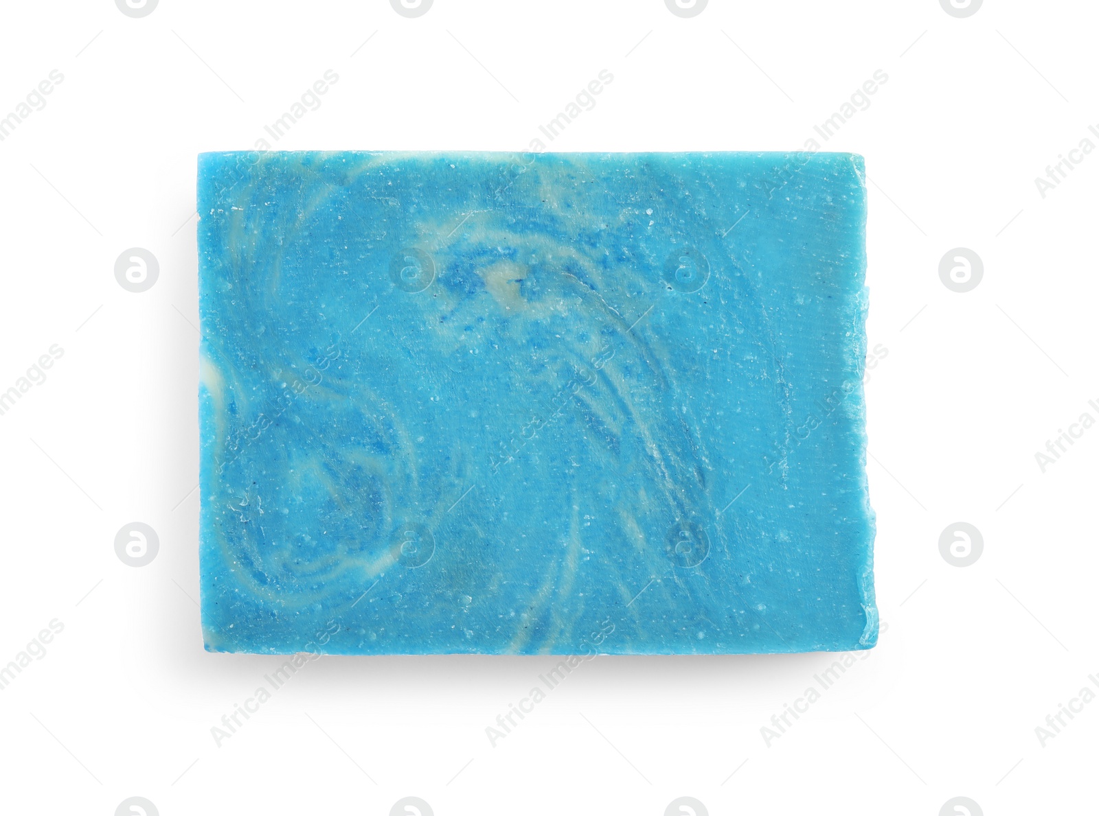 Photo of Hand made soap bar on white background, top view