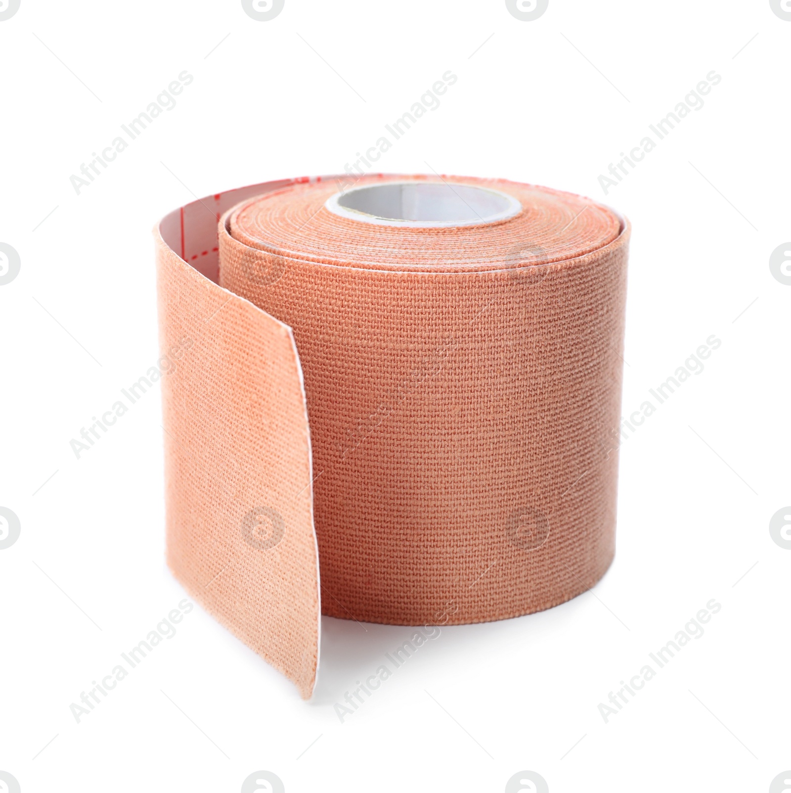 Photo of Medical sticking plaster roll on white background