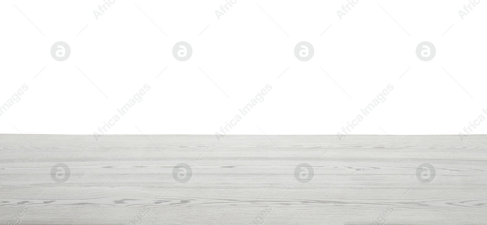 Photo of Stylish wooden table top against white background