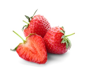 Delicious ripe strawberries on white background