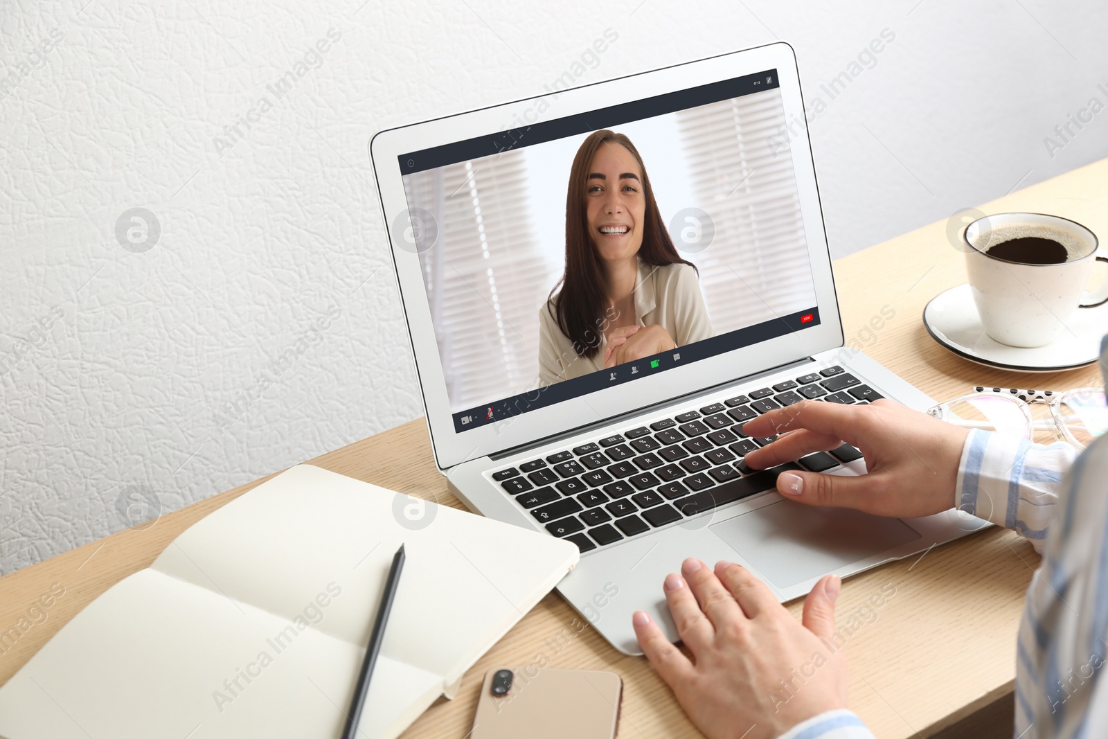 Image of Human resources manager conducting online job interview via video chat