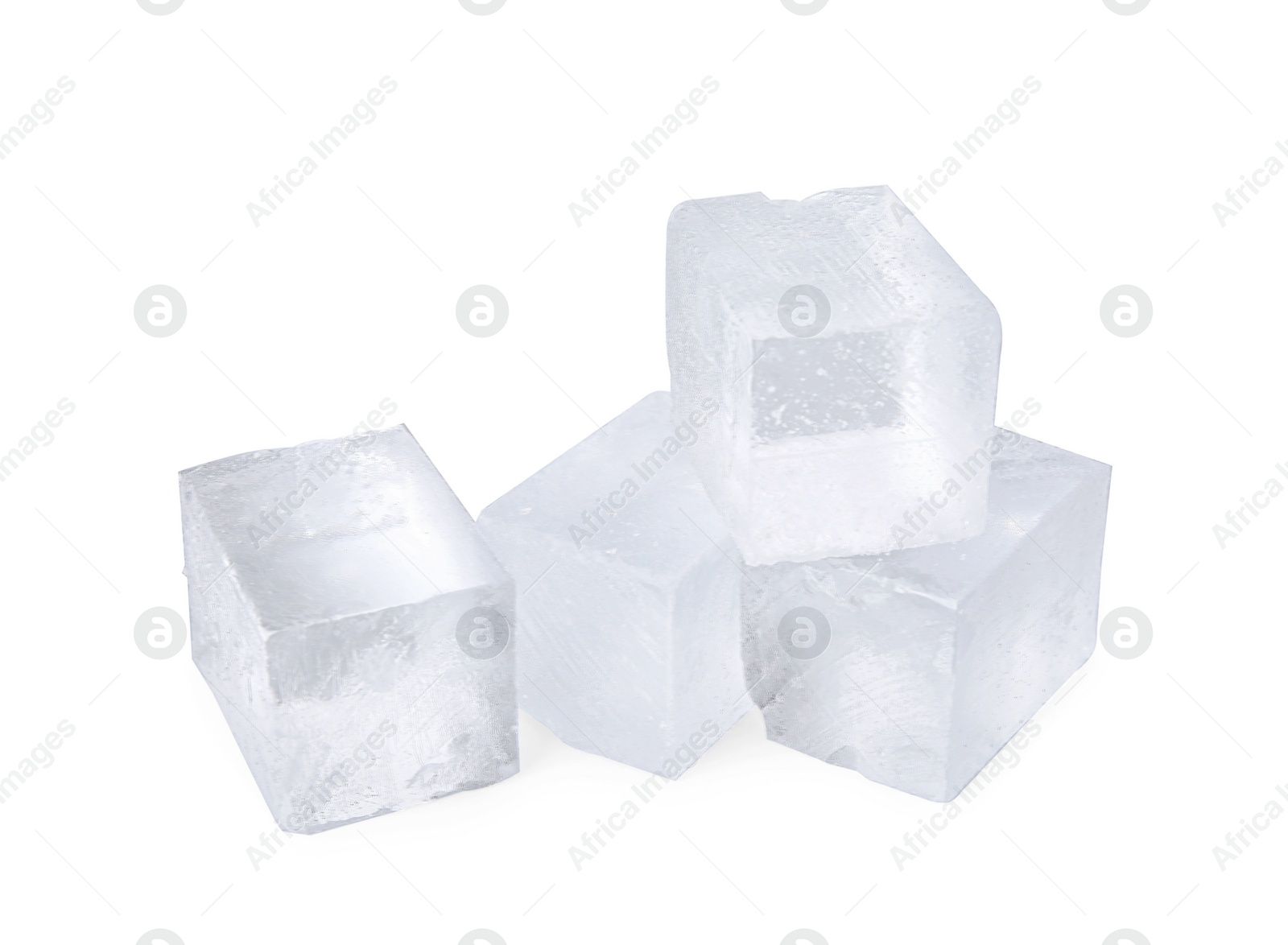 Photo of Many clear ice cubes isolated on white